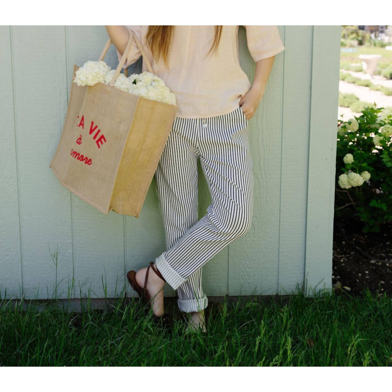 New Eternelle Parisian Stripe Pants In Navy